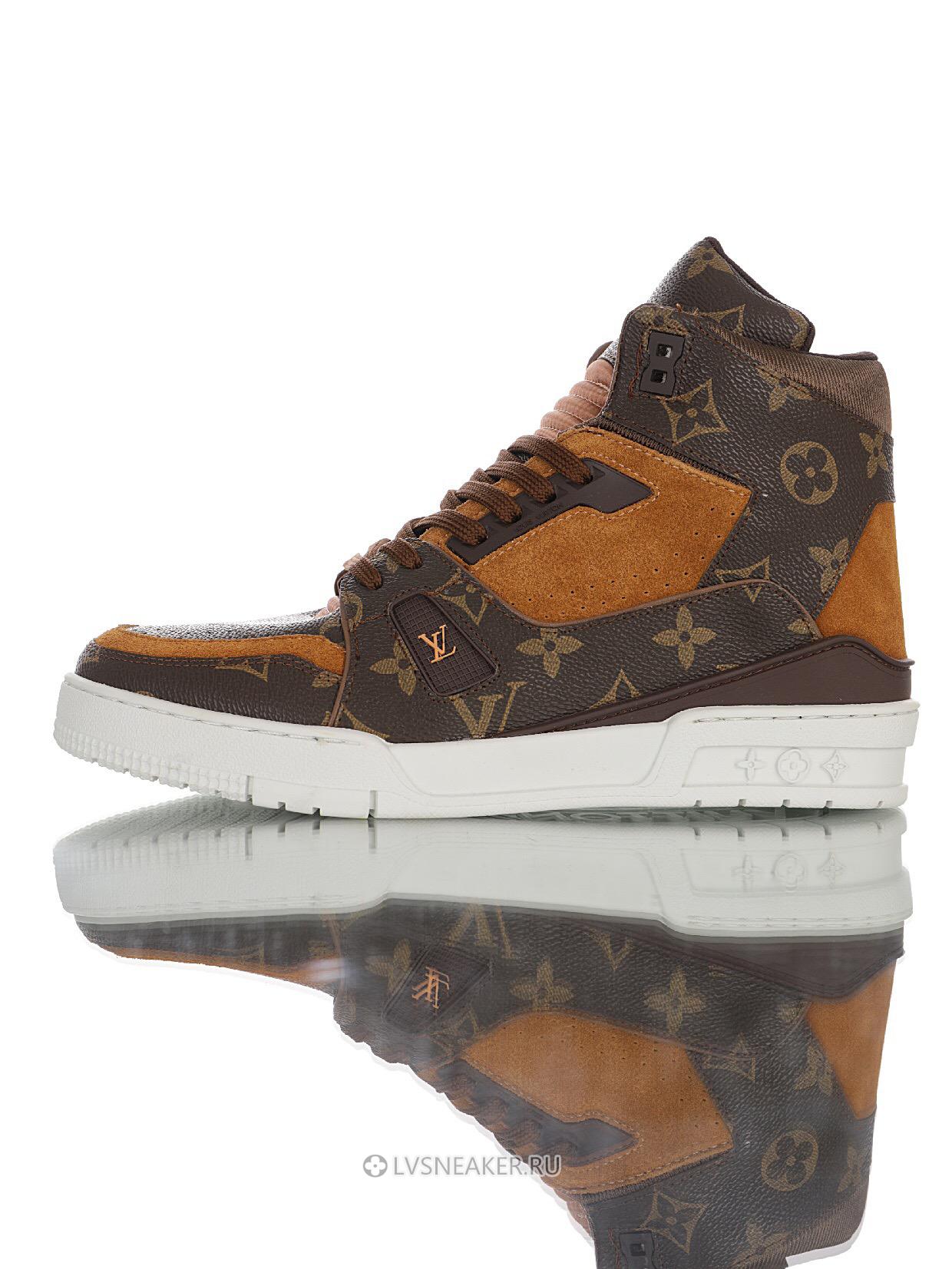 Louis Vuitton LV Trainer High Boot "Monogram Brown Suede" 1A5UQZ-2 Sneakers