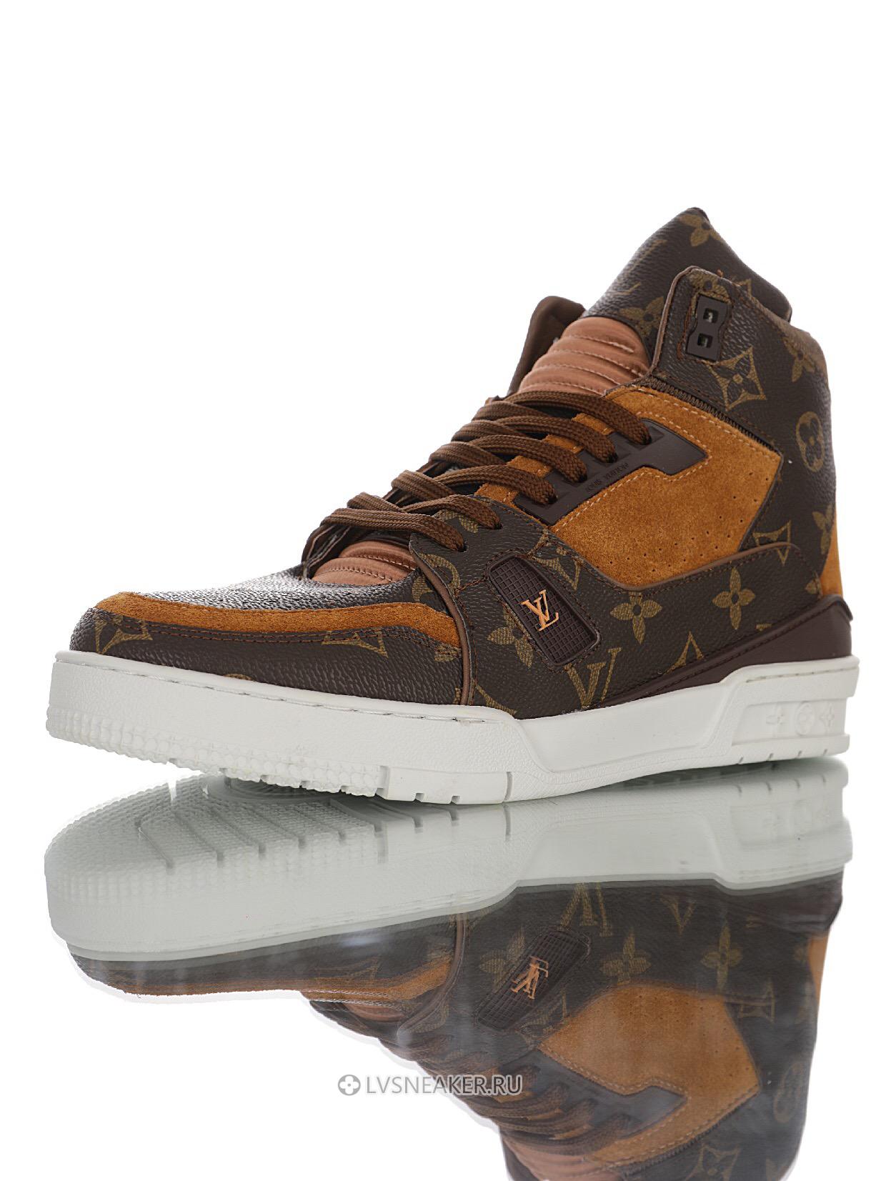 Louis Vuitton LV Trainer High Boot "Monogram Brown Suede" 1A5UQZ-2 Sneakers