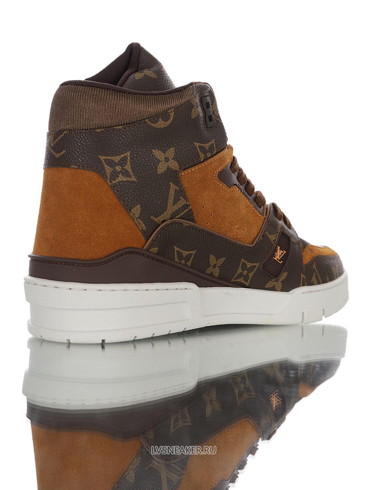 Louis Vuitton LV Trainer High Boot "Monogram Brown Suede" 1A5UQZ-2 Sneakers