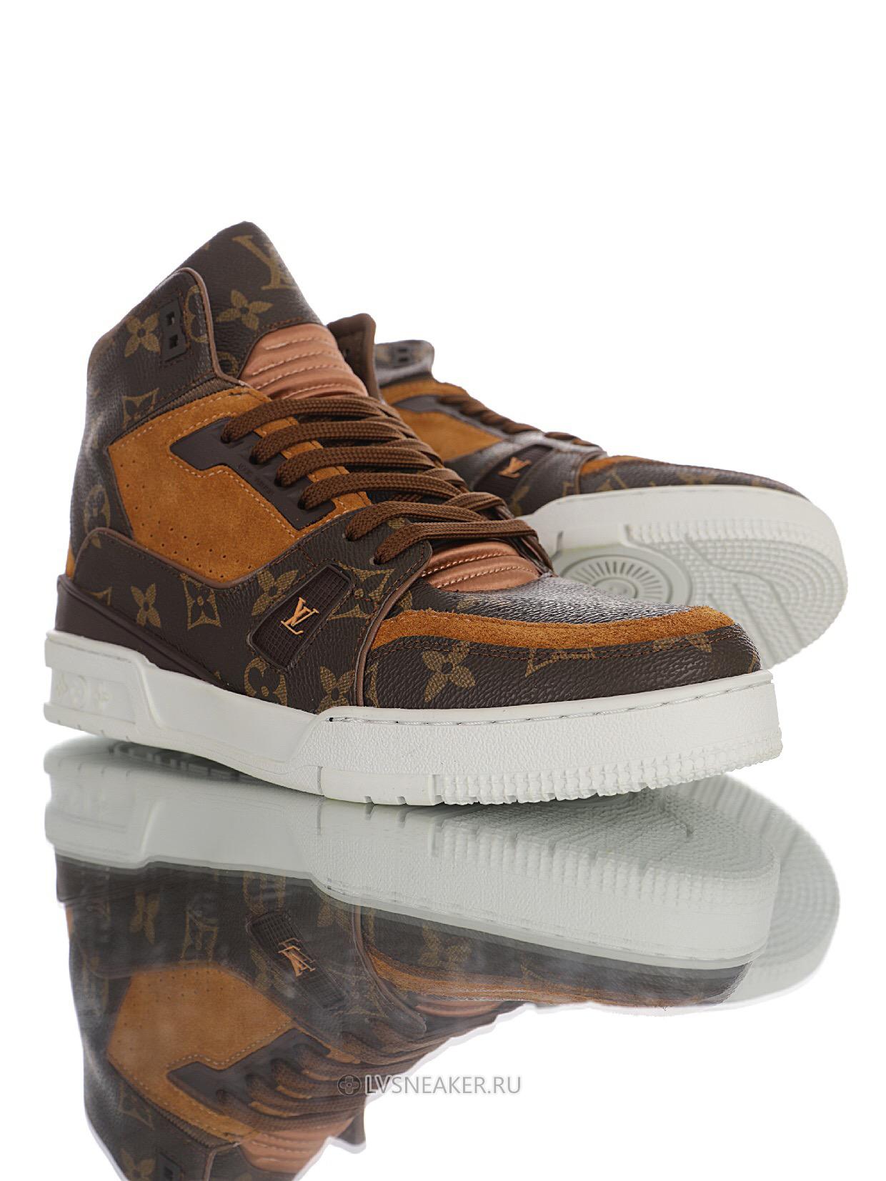 Louis Vuitton LV Trainer High Boot "Monogram Brown Suede" 1A5UQZ-2 Sneakers