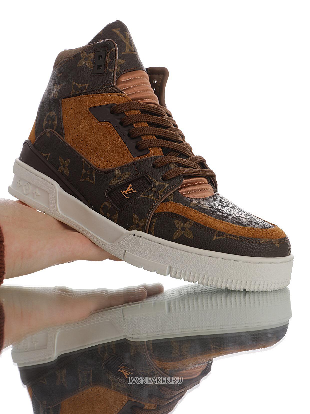 Louis Vuitton LV Trainer High Boot "Monogram Brown Suede" 1A5UQZ-2 Sneakers