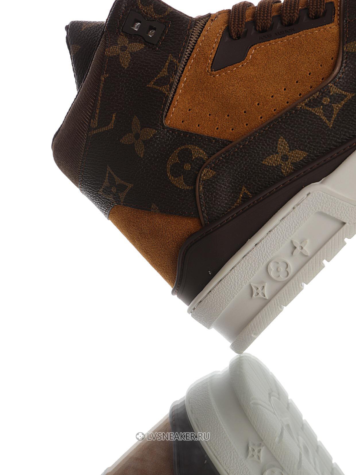 Louis Vuitton LV Trainer High Boot "Monogram Brown Suede" 1A5UQZ-2 Sneakers