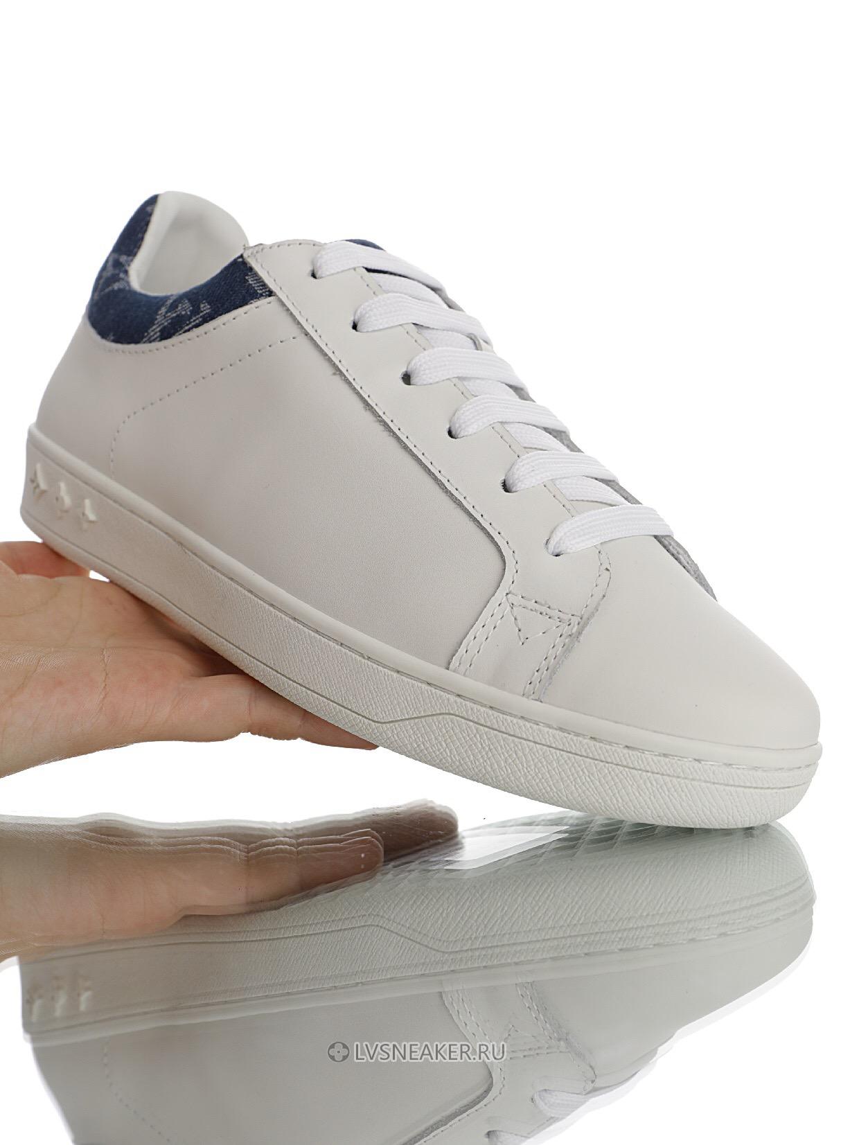 Louis Vuitton LV Luxembourg "White with Blue Denim Monogram Top" 1A45TA Sneakers