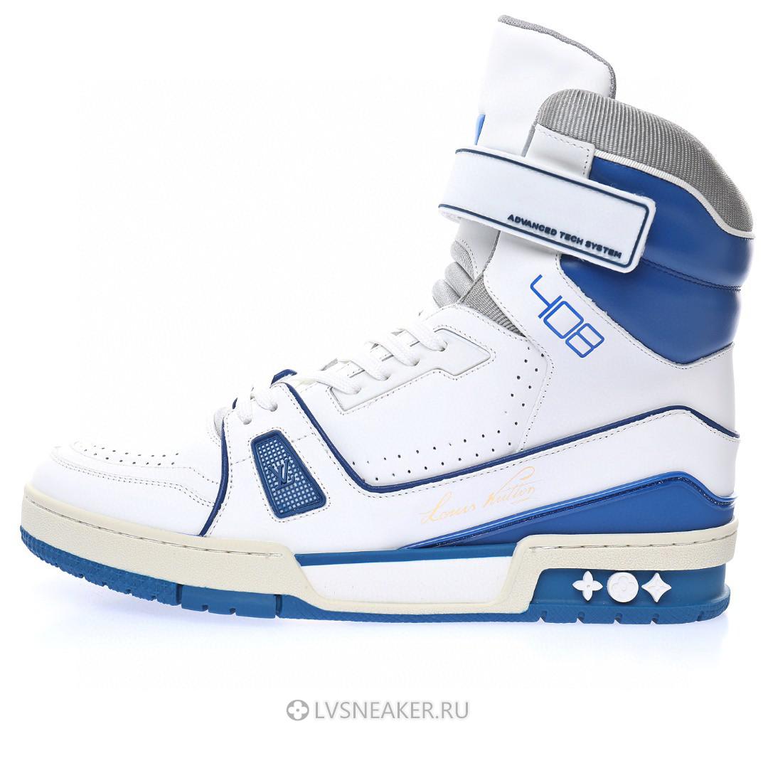 Louis Vuitton LV 408 Trainer High Boot "White Blue" 1A54JA Sneakers