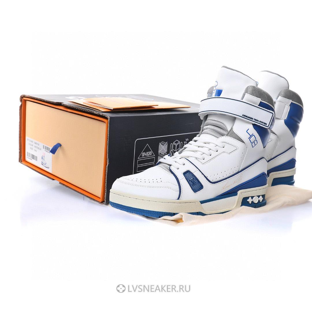 Louis Vuitton LV 408 Trainer High Boot "White Blue" 1A54JA Sneakers