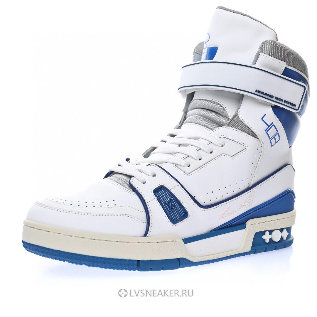 Louis Vuitton LV 408 Trainer High Boot "White Blue" 1A54JA Sneakers
