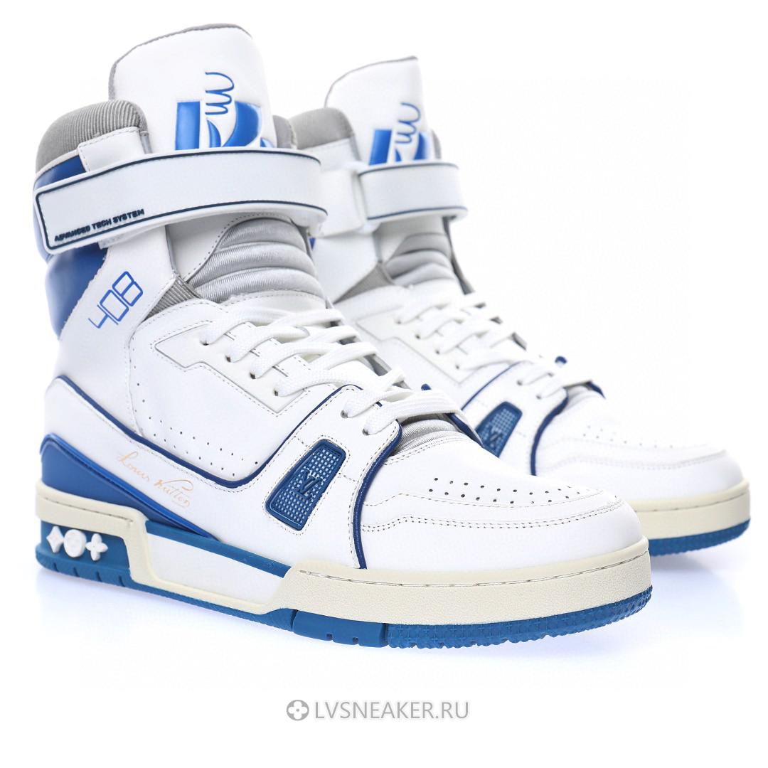 Louis Vuitton LV 408 Trainer High Boot "White Blue" 1A54JA Sneakers