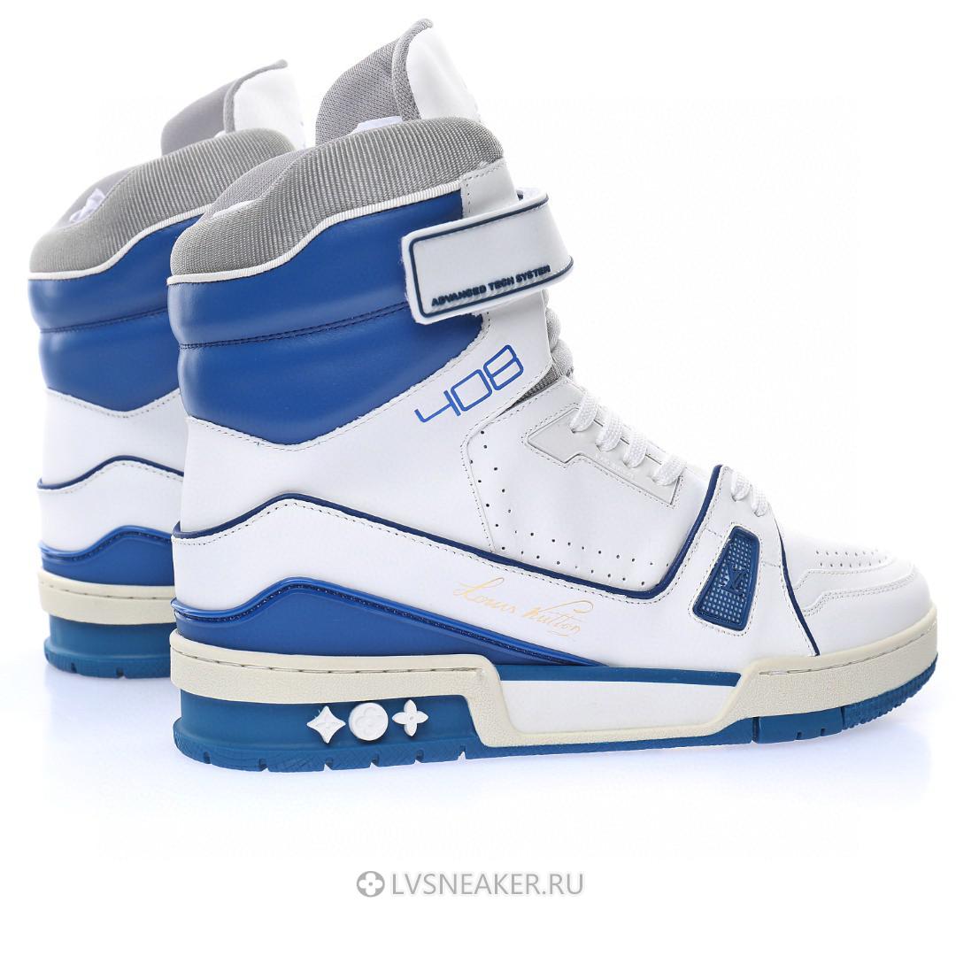 Louis Vuitton LV 408 Trainer High Boot "White Blue" 1A54JA Sneakers