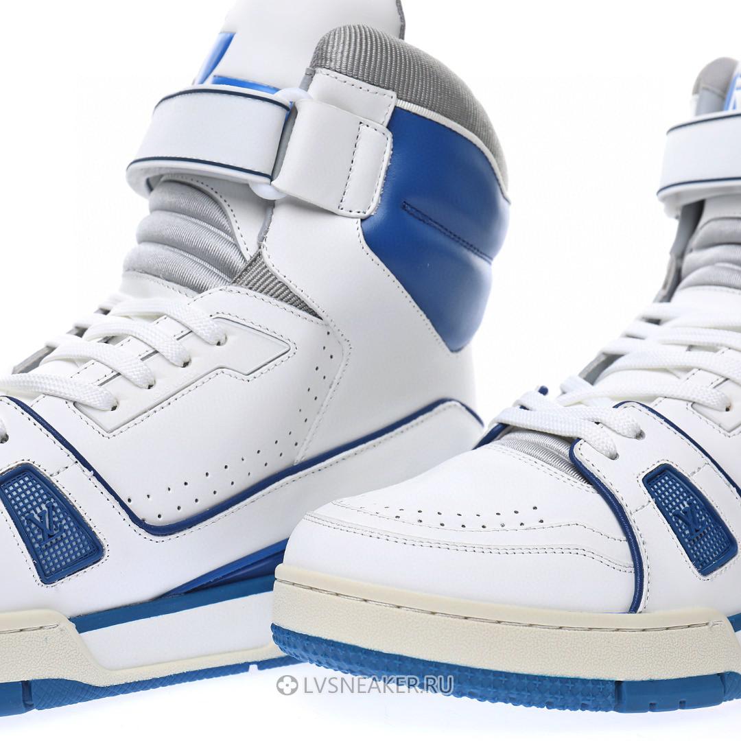 Louis Vuitton LV 408 Trainer High Boot "White Blue" 1A54JA Sneakers