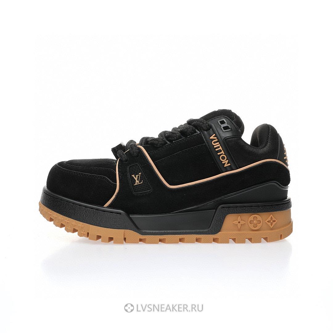 Louis Vuitton LV Trainer Maxi "Black Brown Suede" 1ABM30 Sneakers