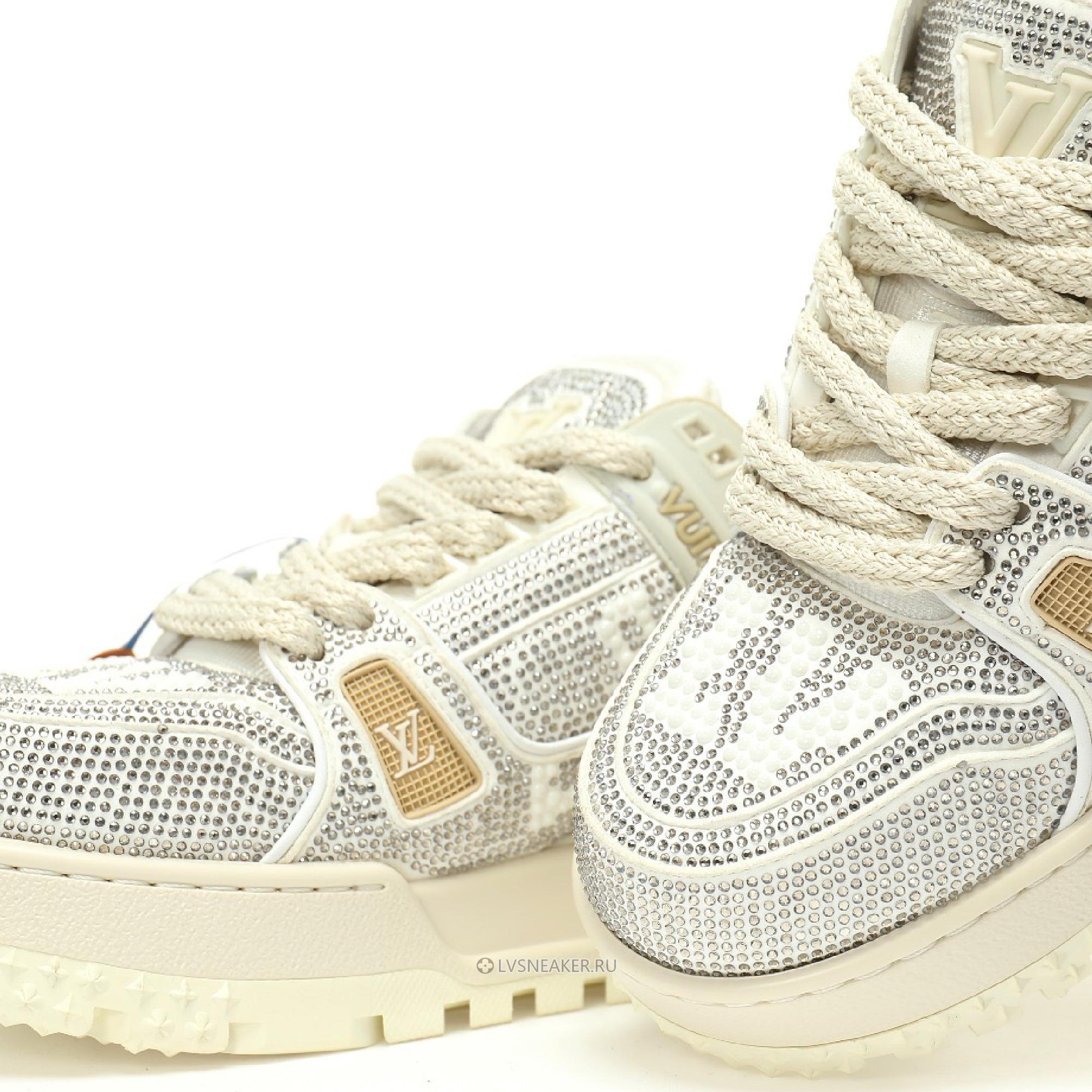 Louis Vuitton LV Trainer Maxi "White Swarovksi Crystals" 1ACEOJ-2 Sneakers