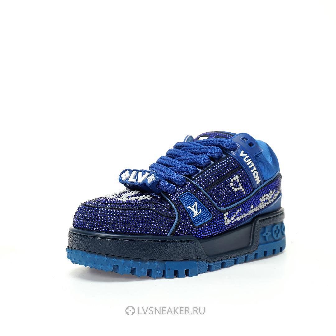 Louis Vuitton LV Trainer Maxi "Blue Swarovksi Crystals" 1ACEOJ-3 Sneakers