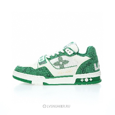 Louis Vuitton LV Trainers "White Green Monogram Denim" 1ABLY1 Sneakers