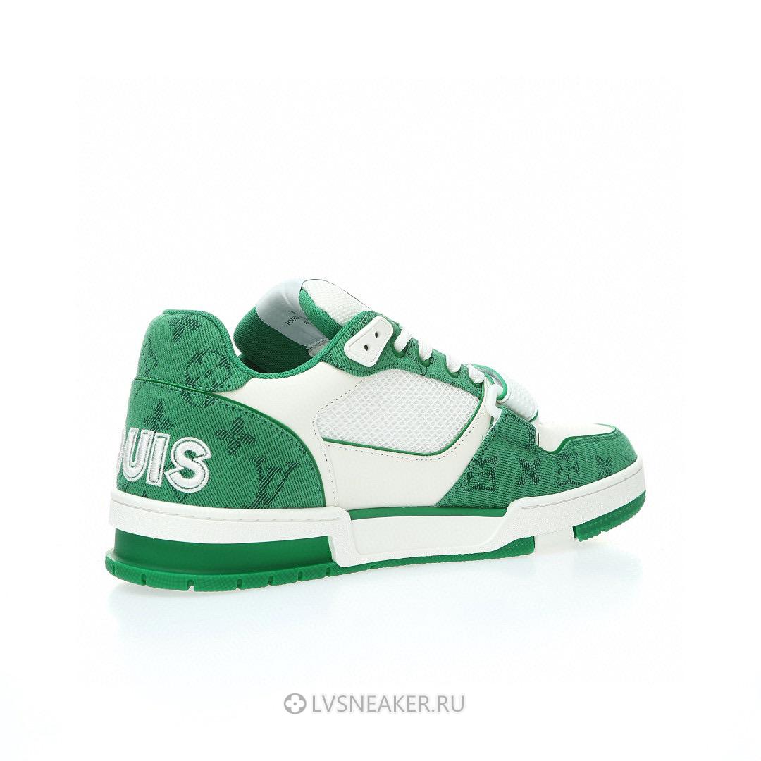 Louis Vuitton LV Trainers "White Green Monogram Denim" 1ABLY1 Sneakers