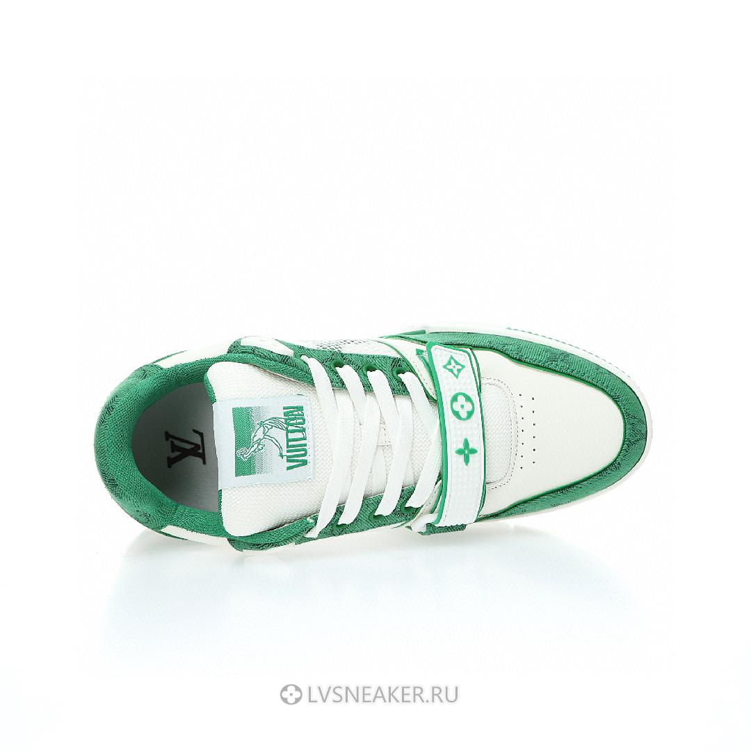 Louis Vuitton LV Trainers "White Green Monogram Denim" 1ABLY1 Sneakers