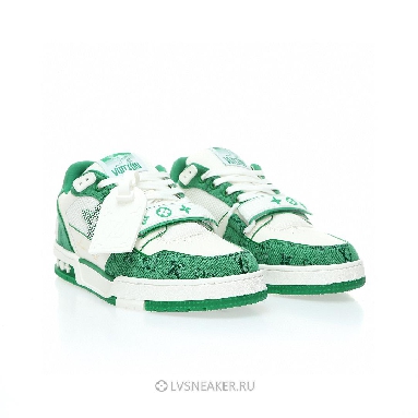 Louis Vuitton LV Trainers "White Green Monogram Denim" 1ABLY1 Sneakers