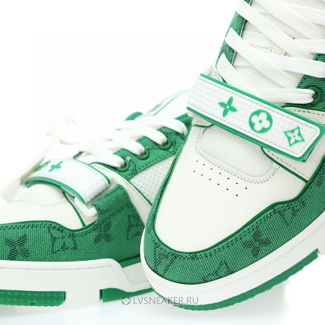 Louis Vuitton LV Trainers "White Green Monogram Denim" 1ABLY1 Sneakers