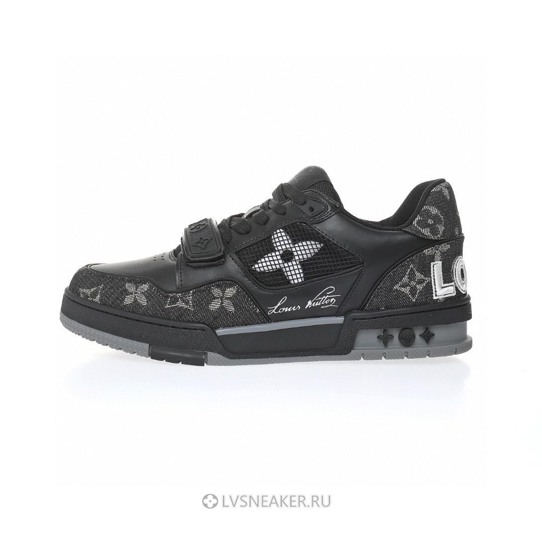 Louis Vuitton LV Trainers "Black Grey Monogram Denim" 1AC4ZB-2 Sneakers