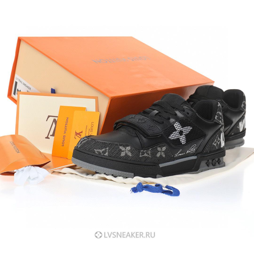 Louis Vuitton LV Trainers "Black Grey Monogram Denim" 1AC4ZB-2 Sneakers