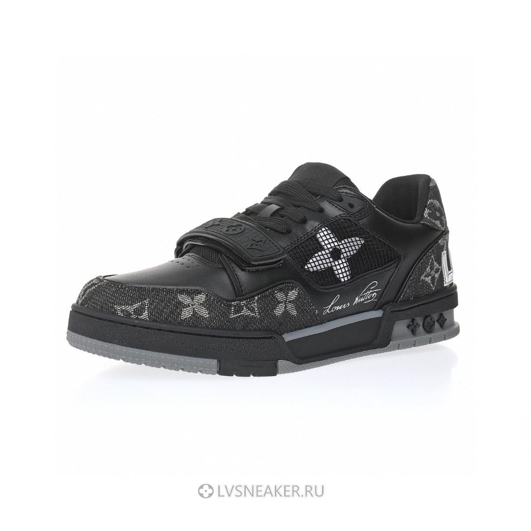 Louis Vuitton LV Trainers "Black Grey Monogram Denim" 1AC4ZB-2 Sneakers
