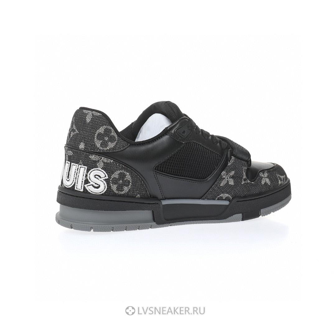Louis Vuitton LV Trainers "Black Grey Monogram Denim" 1AC4ZB-2 Sneakers