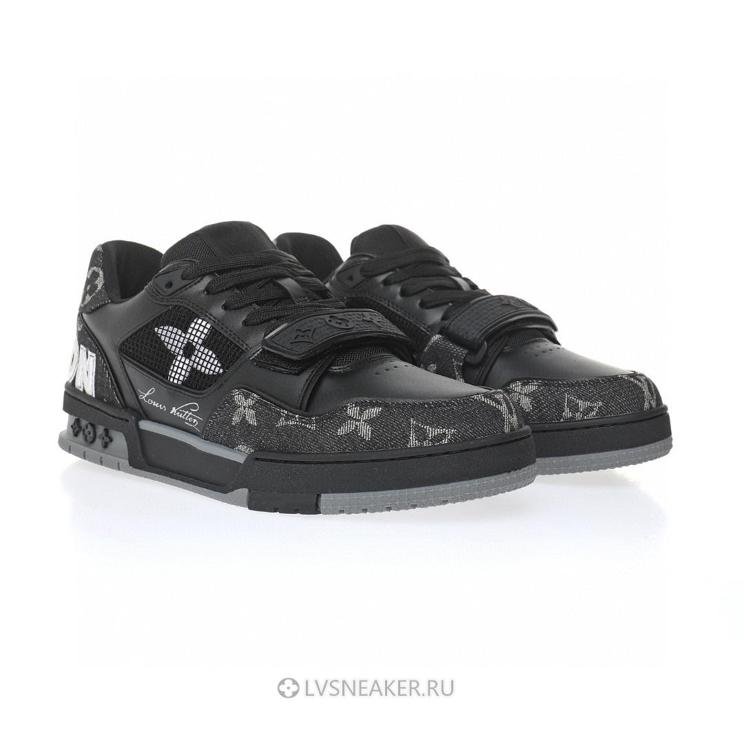 Louis Vuitton LV Trainers "Black Grey Monogram Denim" 1AC4ZB-2 Sneakers