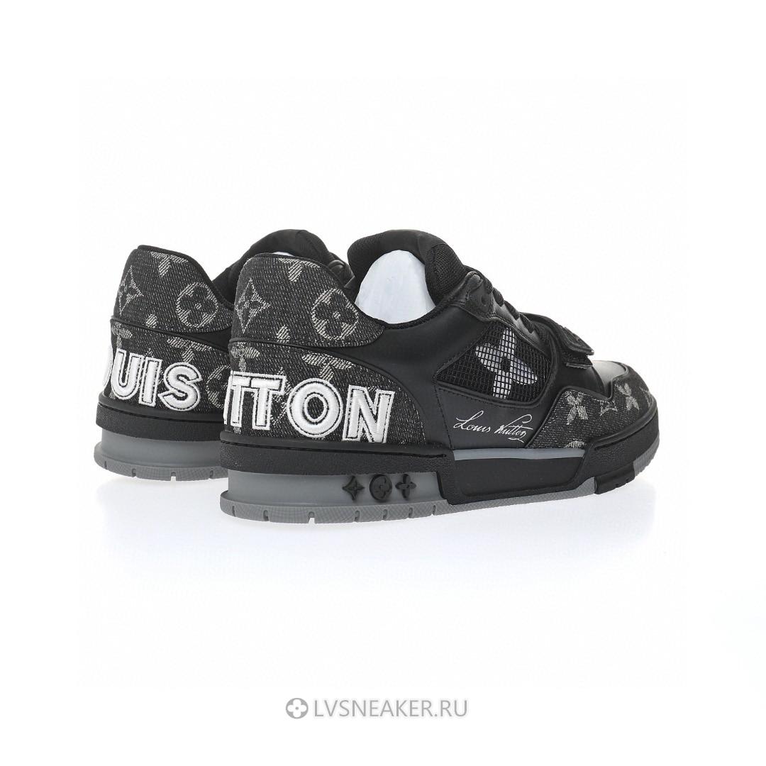 Louis Vuitton LV Trainers "Black Grey Monogram Denim" 1AC4ZB-2 Sneakers