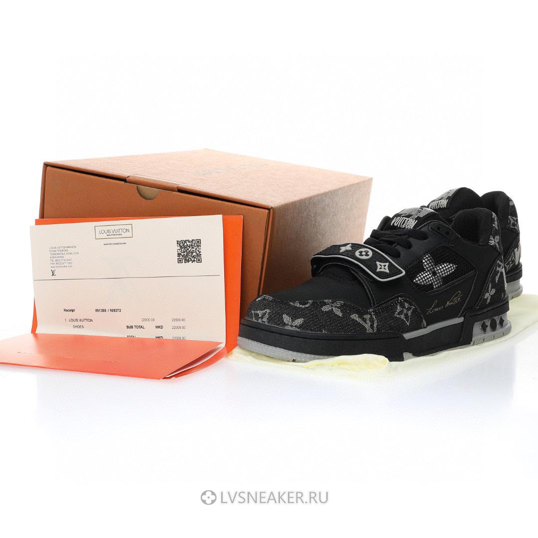 Louis Vuitton LV Trainers "Black White Monogram Denim" 1AC4ZB-3 Sneakers