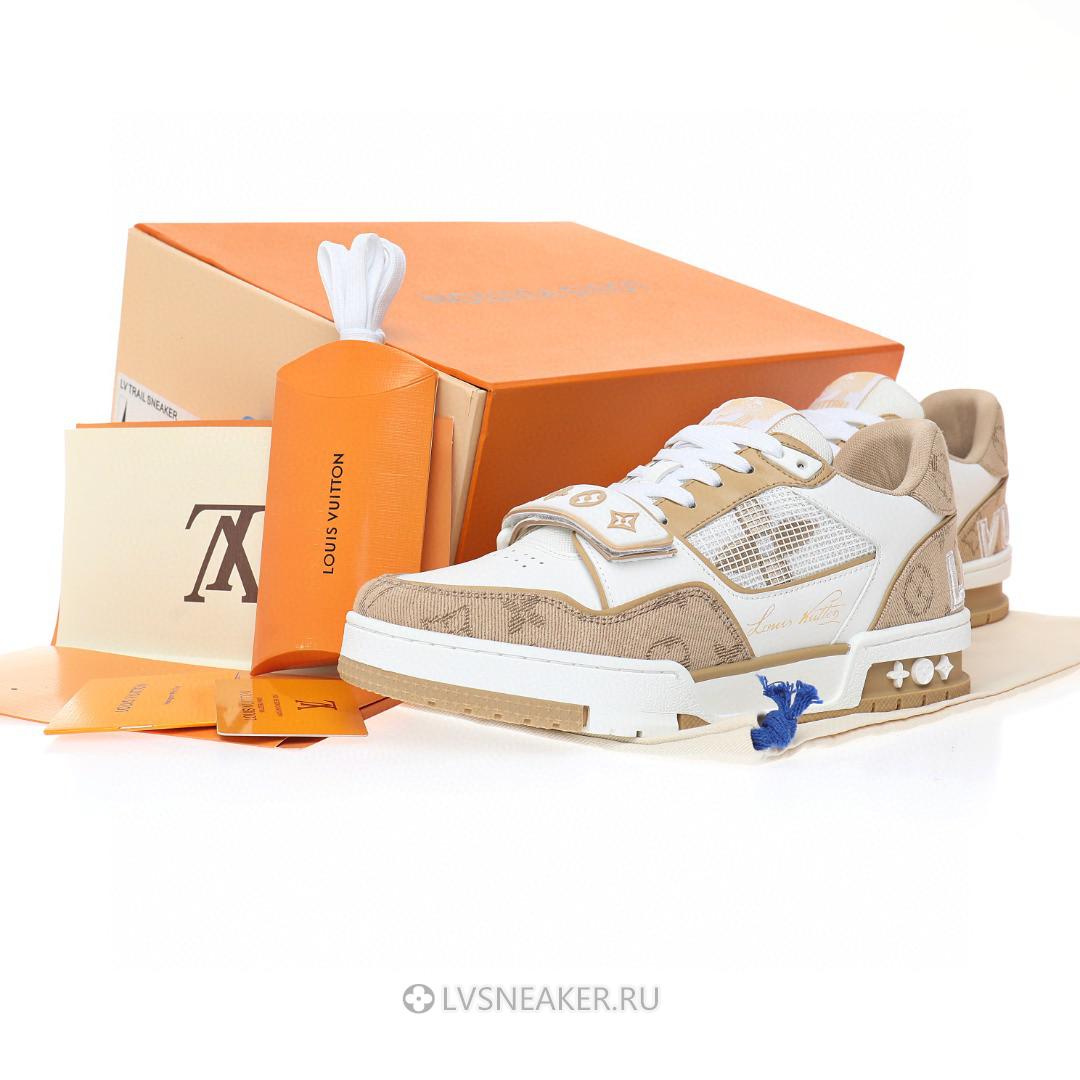 Louis Vuitton LV Trainers "White Beige Velcro" 1A9ZC2 Sneakers