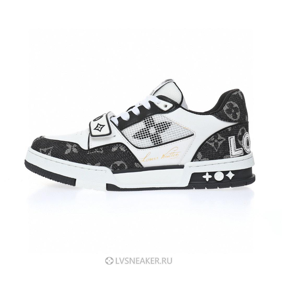 Louis Vuitton LV Trainers "Black White Velcro Strap Monogram Demin" 1A9ZB0 Sneakers