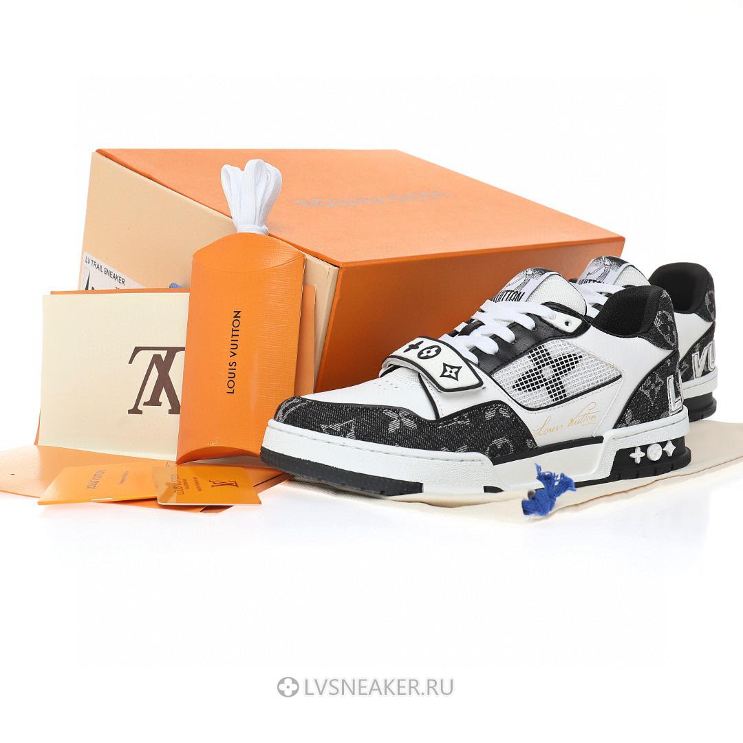 Louis Vuitton LV Trainers "Black White Velcro Strap Monogram Demin" 1A9ZB0 Sneakers