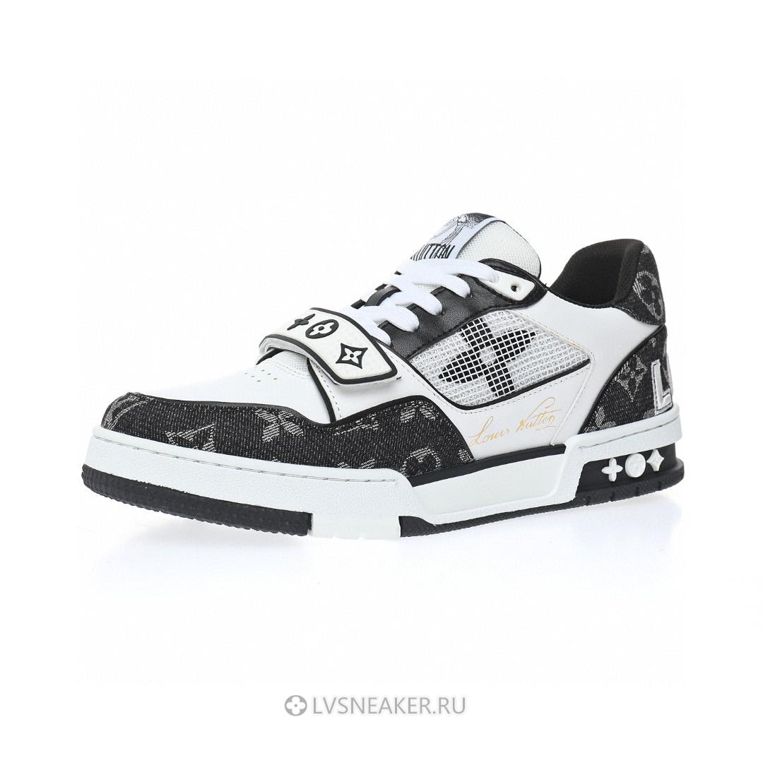 Louis Vuitton LV Trainers "Black White Velcro Strap Monogram Demin" 1A9ZB0 Sneakers