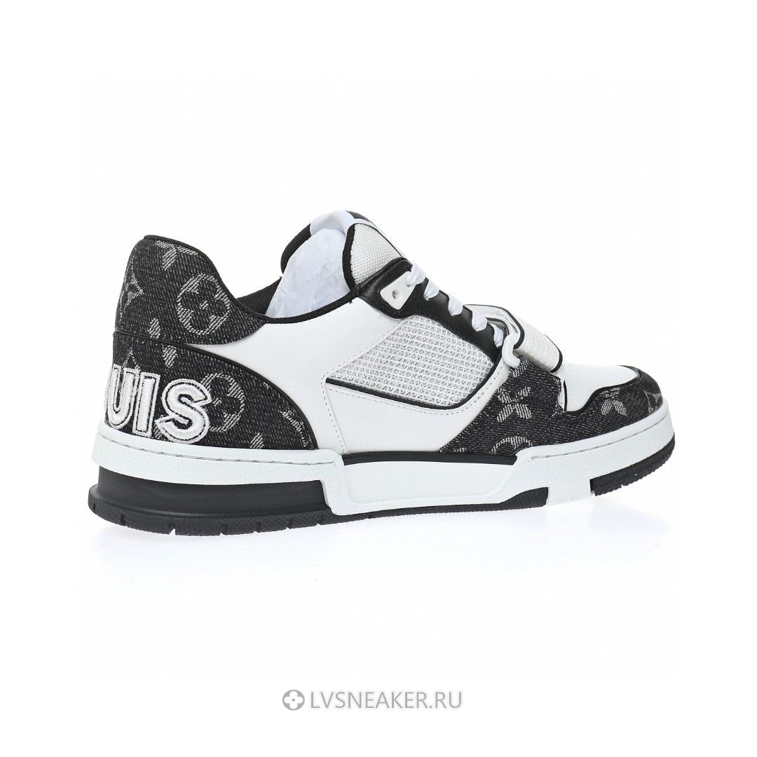 Louis Vuitton LV Trainers "Black White Velcro Strap Monogram Demin" 1A9ZB0 Sneakers