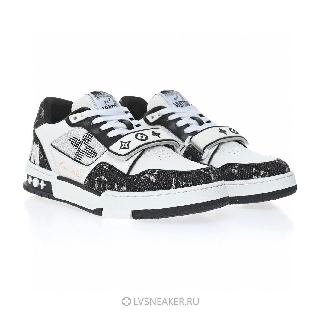 Louis Vuitton LV Trainers "Black White Velcro Strap Monogram Demin" 1A9ZB0 Sneakers