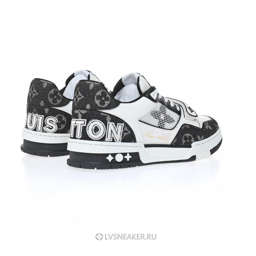 Louis Vuitton LV Trainers "Black White Velcro Strap Monogram Demin" 1A9ZB0 Sneakers