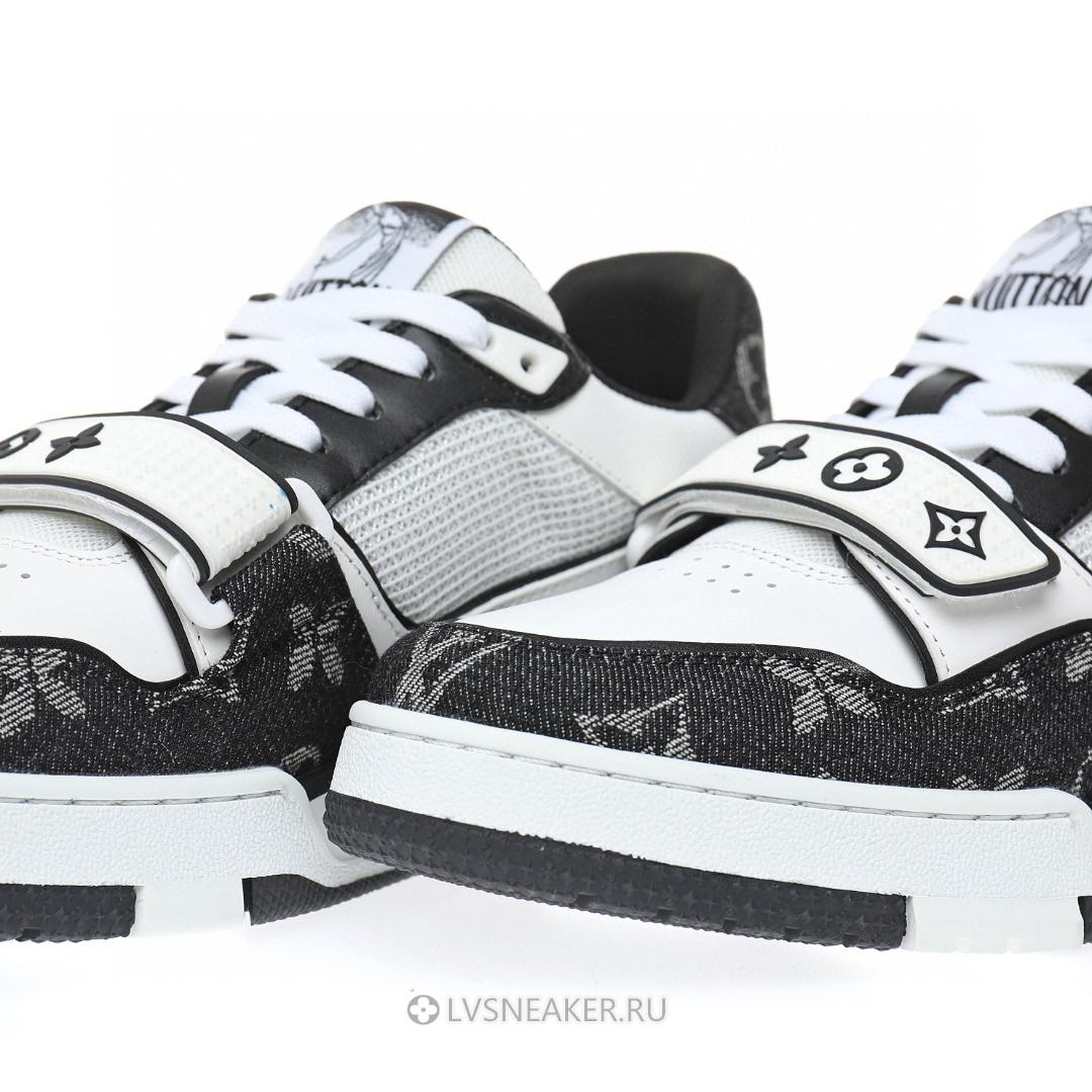Louis Vuitton LV Trainers "Black White Velcro Strap Monogram Demin" 1A9ZB0 Sneakers