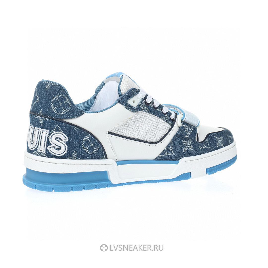 Louis Vuitton LV Trainers "Velcro Strap Light Blue Monogram Demin" 1A9ZI5 Sneakers