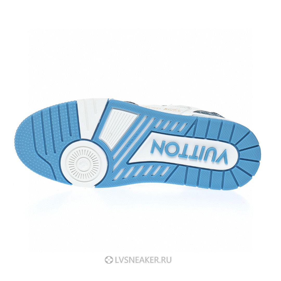 Louis Vuitton LV Trainers "Velcro Strap Light Blue Monogram Demin" 1A9ZI5 Sneakers