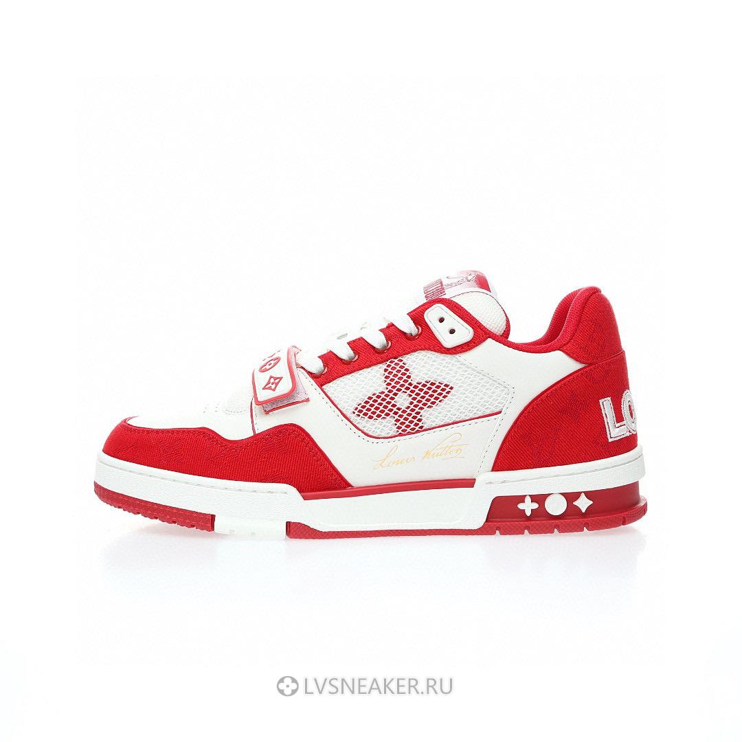 Louis Vuitton LV Trainers "White Red Monogram Denim" 1ABLXI Sneakers