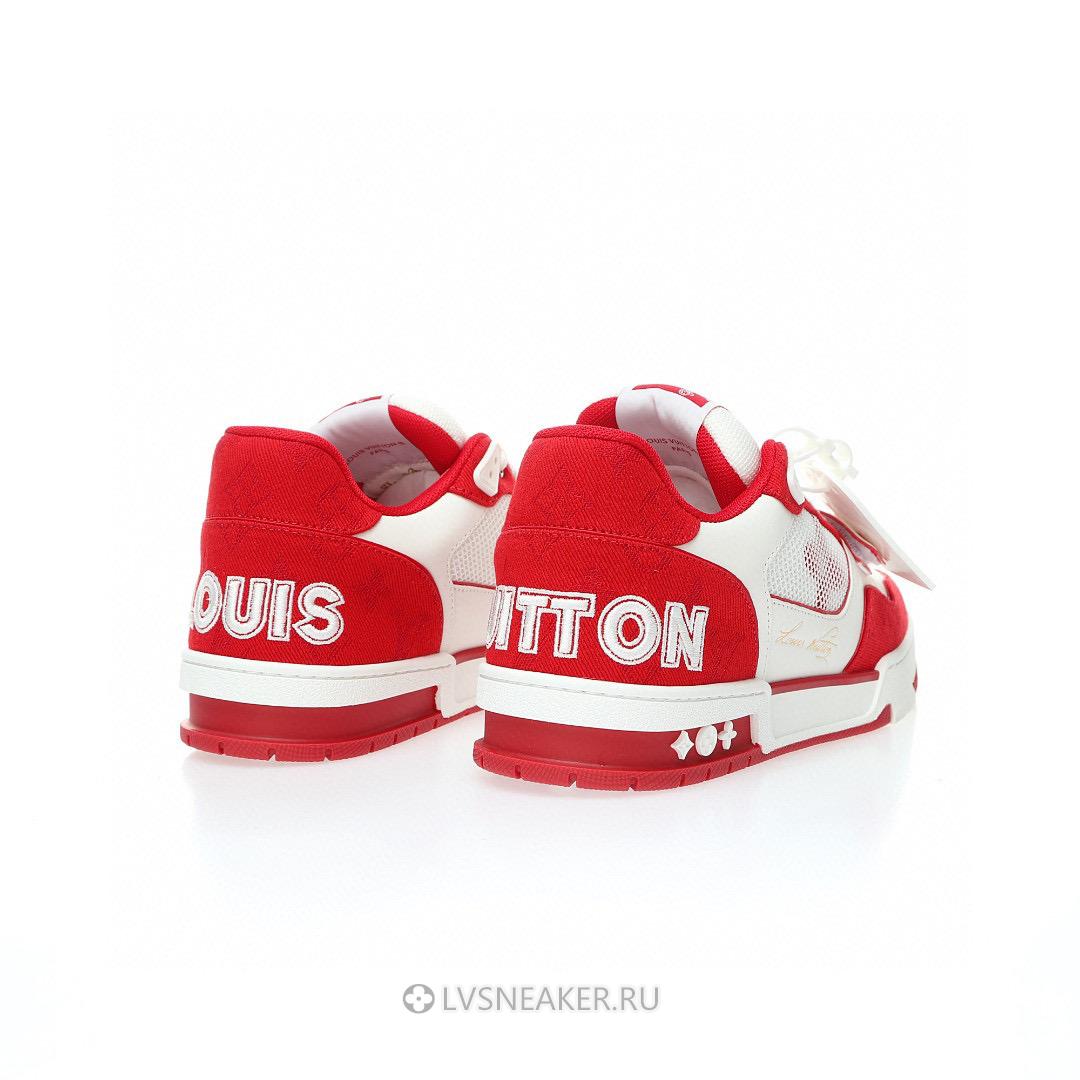 Louis Vuitton LV Trainers "White Red Monogram Denim" 1ABLXI Sneakers