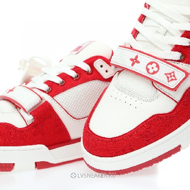 Louis Vuitton LV Trainers "White Red Monogram Denim" 1ABLXI Sneakers