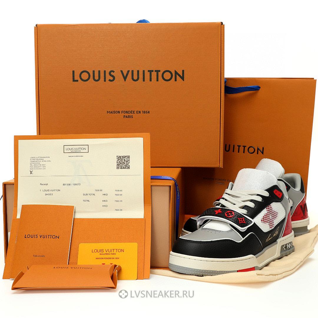Louis Vuitton LV Trainers "Black Grey Red" 1AC4ZU Sneakers