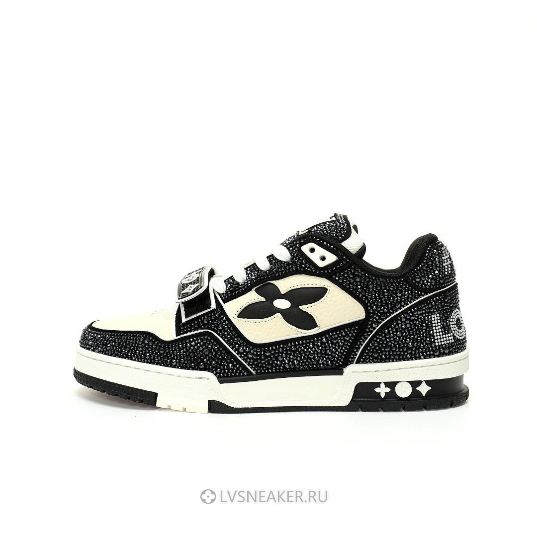 Louis Vuitton LV Trainers "Black Cream Crystals" 1ACW3K-2 Sneakers