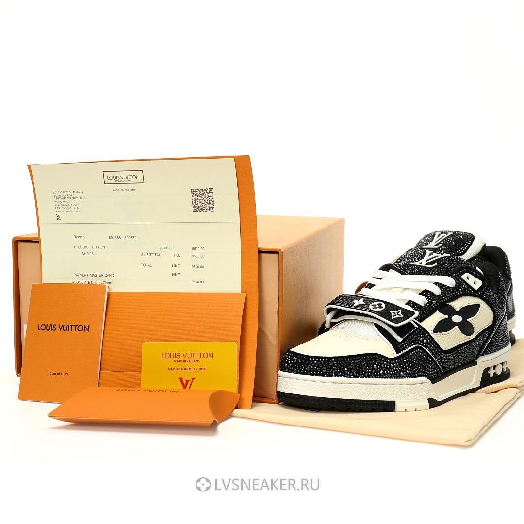 Louis Vuitton LV Trainers "Black Cream Crystals" 1ACW3K-2 Sneakers