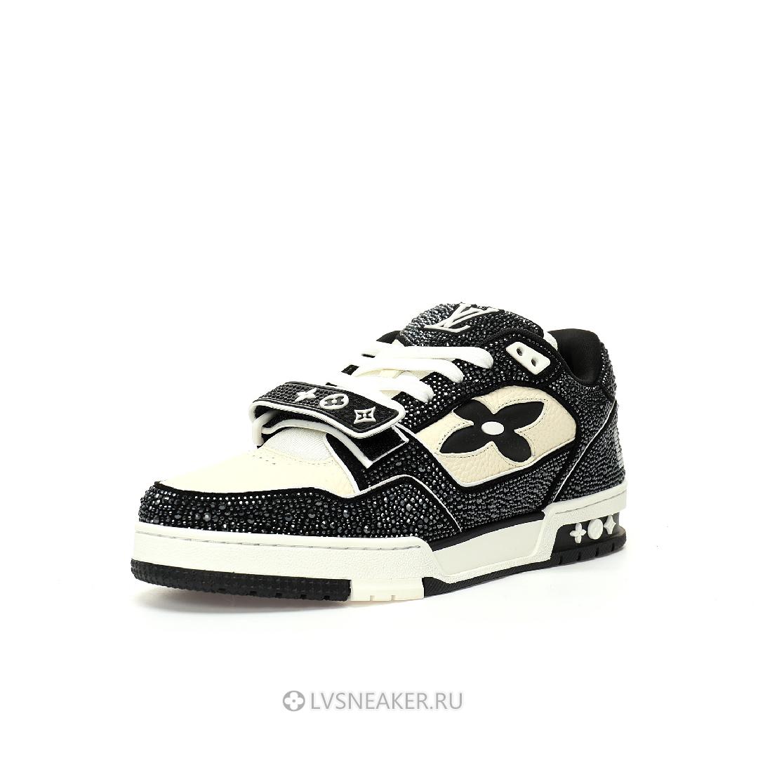Louis Vuitton LV Trainers "Black Cream Crystals" 1ACW3K-2 Sneakers