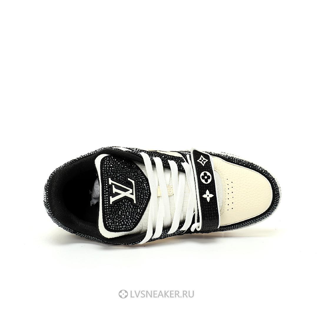 Louis Vuitton LV Trainers "Black Cream Crystals" 1ACW3K-2 Sneakers