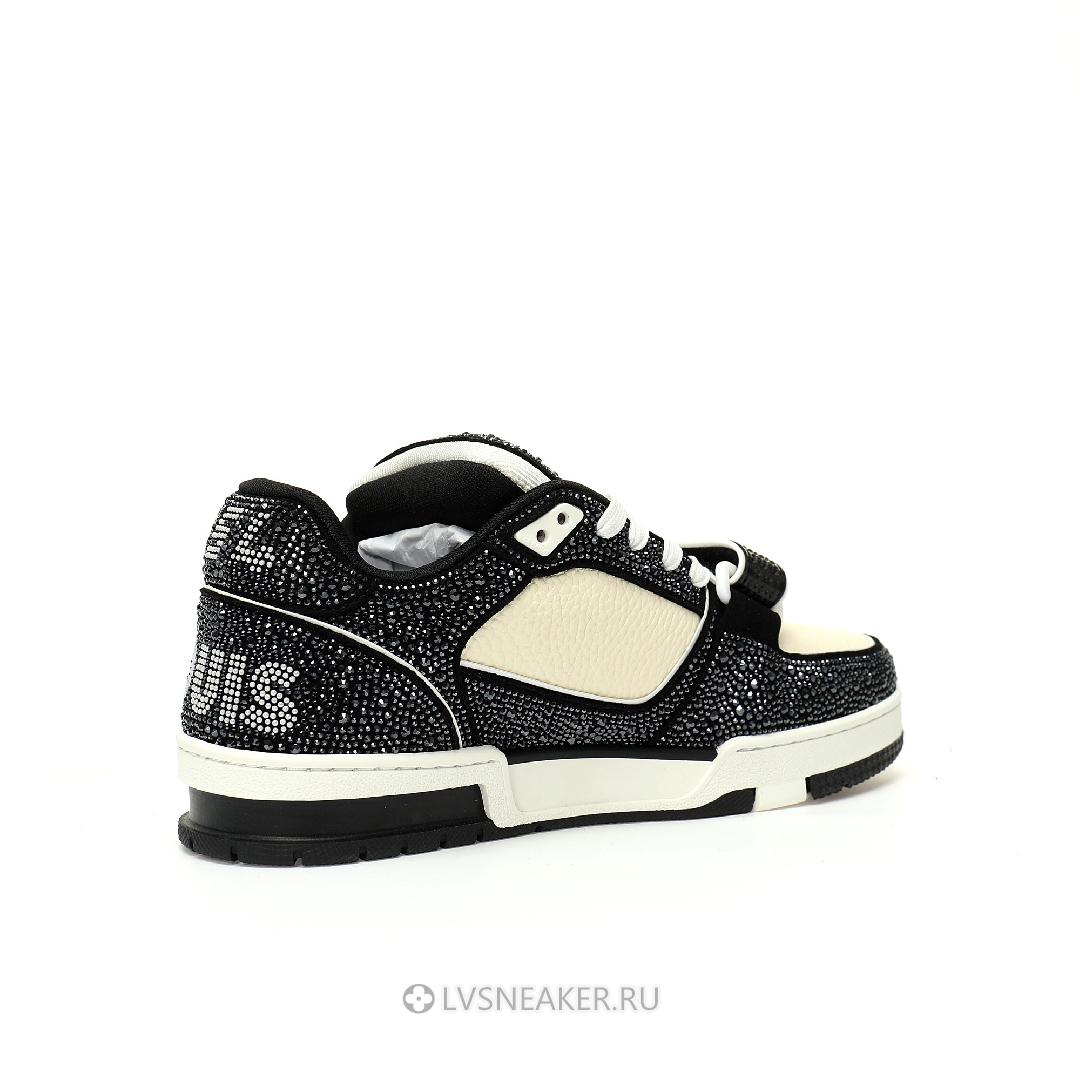 Louis Vuitton LV Trainers "Black Cream Crystals" 1ACW3K-2 Sneakers