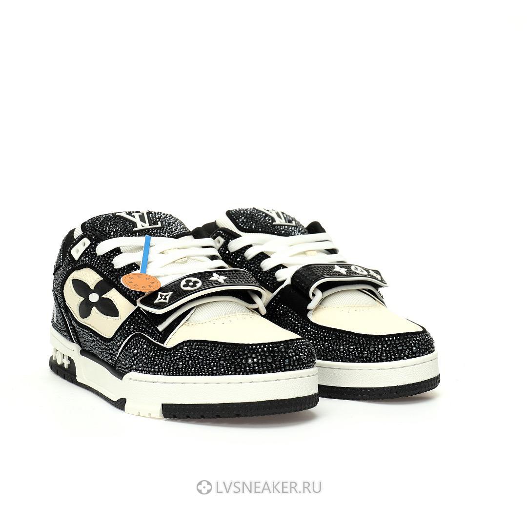 Louis Vuitton LV Trainers "Black Cream Crystals" 1ACW3K-2 Sneakers