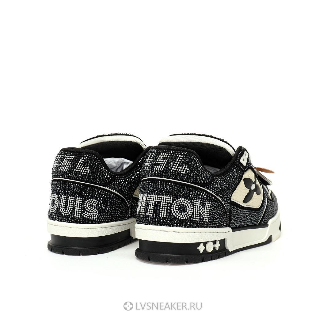 Louis Vuitton LV Trainers "Black Cream Crystals" 1ACW3K-2 Sneakers