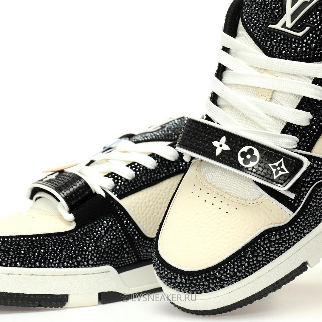 Louis Vuitton LV Trainers "Black Cream Crystals" 1ACW3K-2 Sneakers